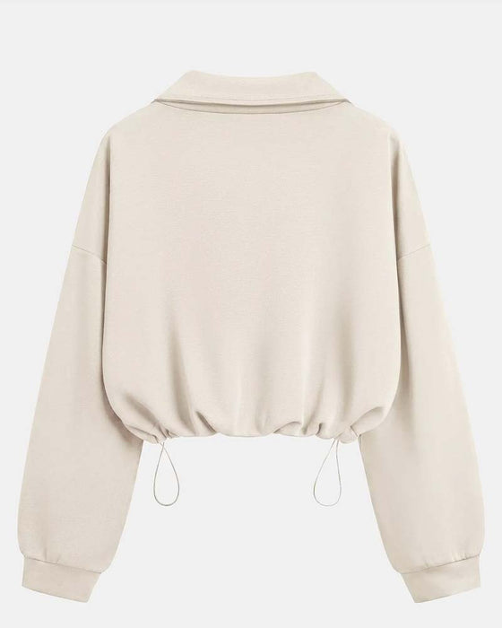 Sweatshirts Dragkedja Midja Lång Ärm