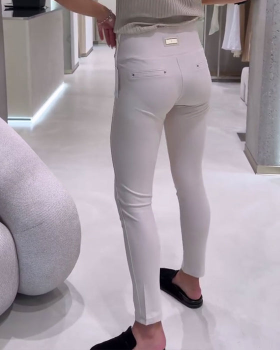 Byxor Hög Midja Sidoknapp Stretch