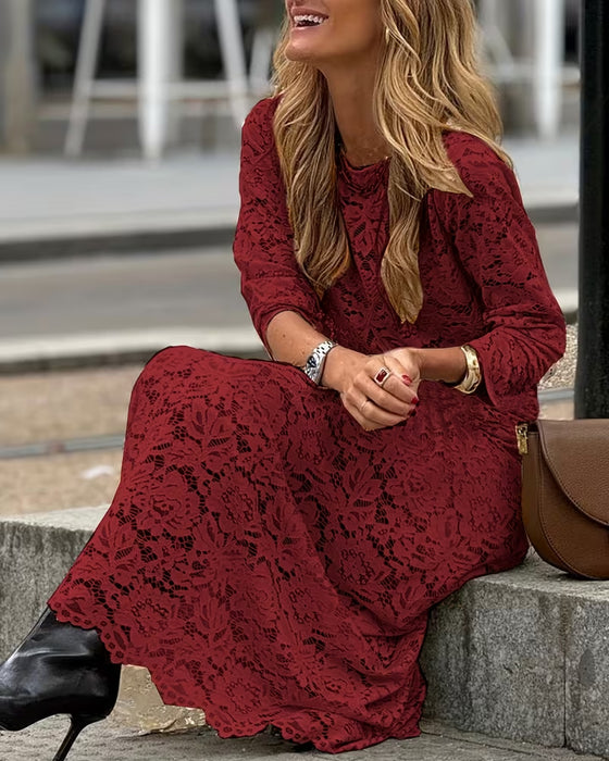 Elegant Enfärgad Klänning I Golvlängd