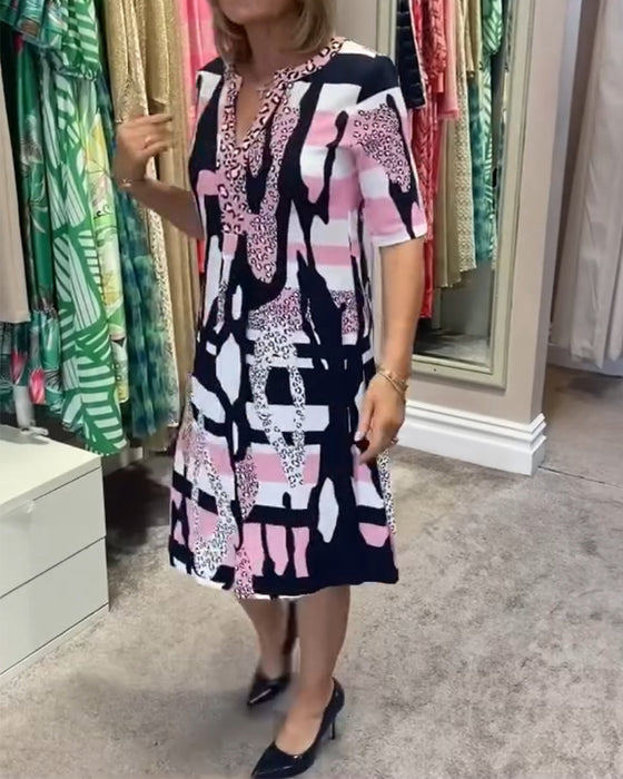 Leopardmönstrad midiklänning för kvinnor
