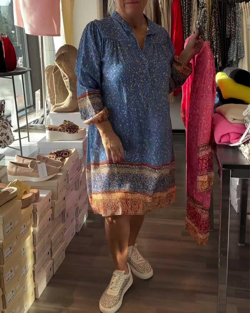 Klänning Blommigt Tryck Etnisk Stil