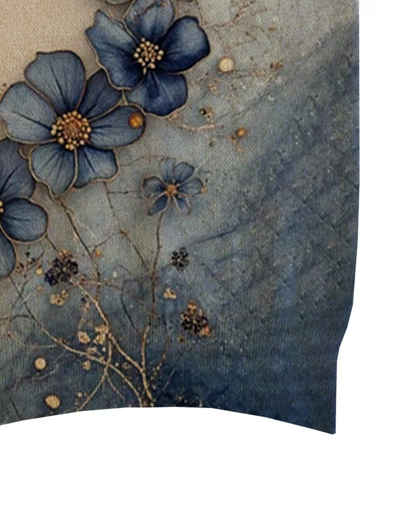 Pullover Akvarell Blommönster Ärmlös