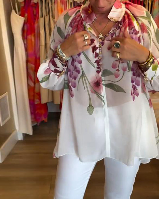 Blus Lyktärm Vardaglig Tryckt