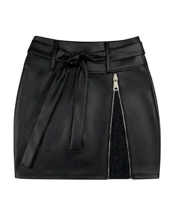 Kjol Spets Patchwork Bodycon PU