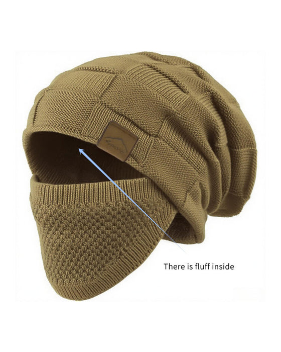 Stickad Mössa Mask Set Vinter Mössa Ansikte Öra Skydd