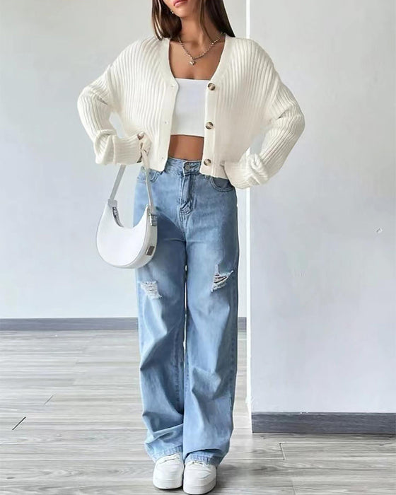 Cardigan V-Hals Kort