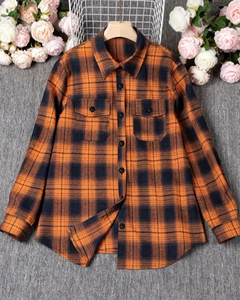 Blus Casual Skotskrutig Skjorta