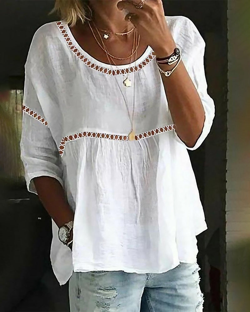 Blus Urholkat Lös Kortärmad