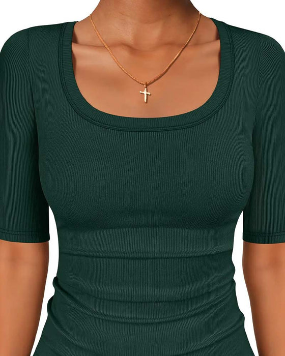 T-Shirt Slim Fit U-Hals Halvärm