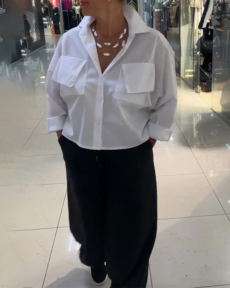Skjorta Stilfull Enfärgad Fickdesign