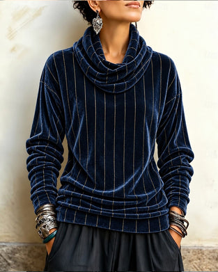 Topp Randig Cowl Neck Mode