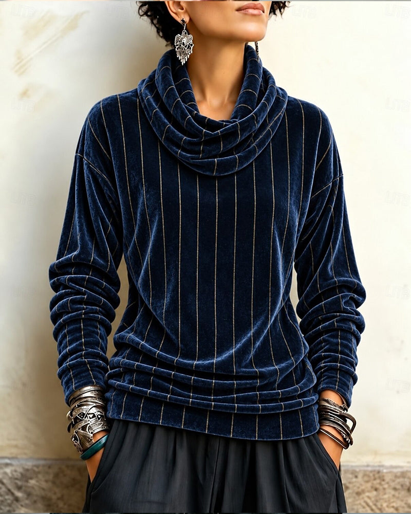 Topp Randig Cowl Neck Mode