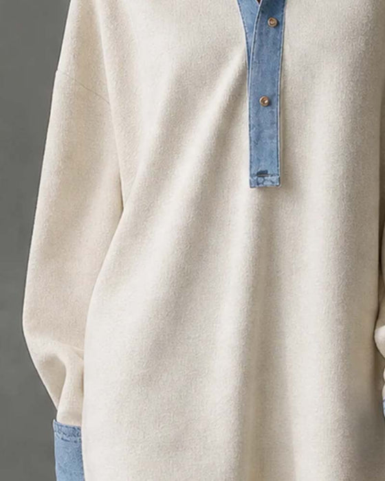 Klädning Patchwork Casual Lång Ärm