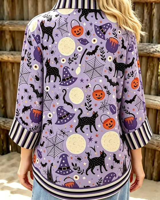 Blus Slag Knapp Rand Halloween