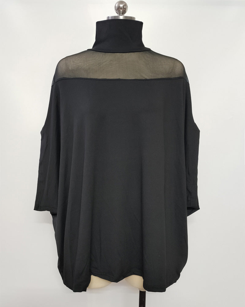 Blus Genomskinlig Cold Shoulder Dolmanärm