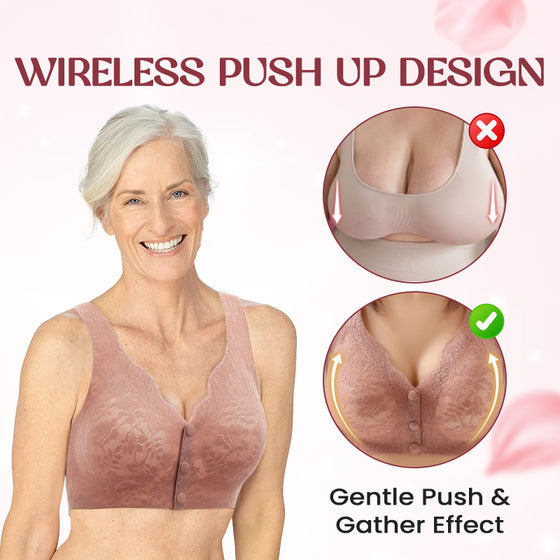 Sömlös Spets-BH med Full Täckning och Främre Knäppning