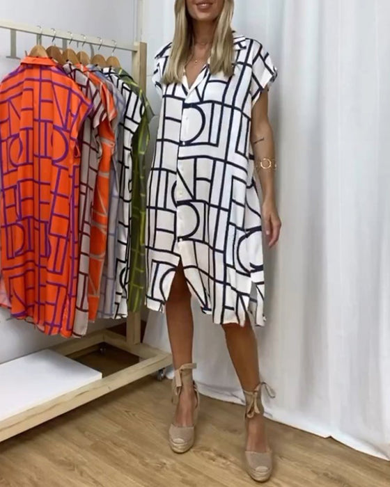 Fritidsklänning med tryck för kvinnor