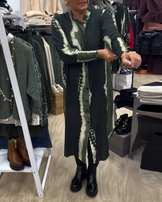 Ståkrage skjortklänning med tryckknappar