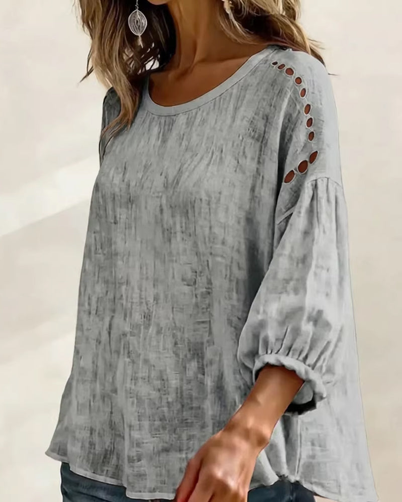 Blus Urholkad Bomull Och Linne