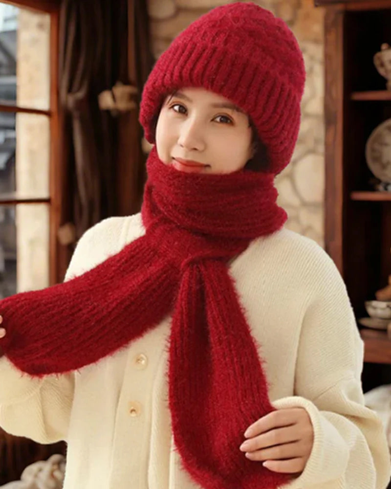 Vinter Mångsidig Stickad Huva Halsduk För Kvinnor