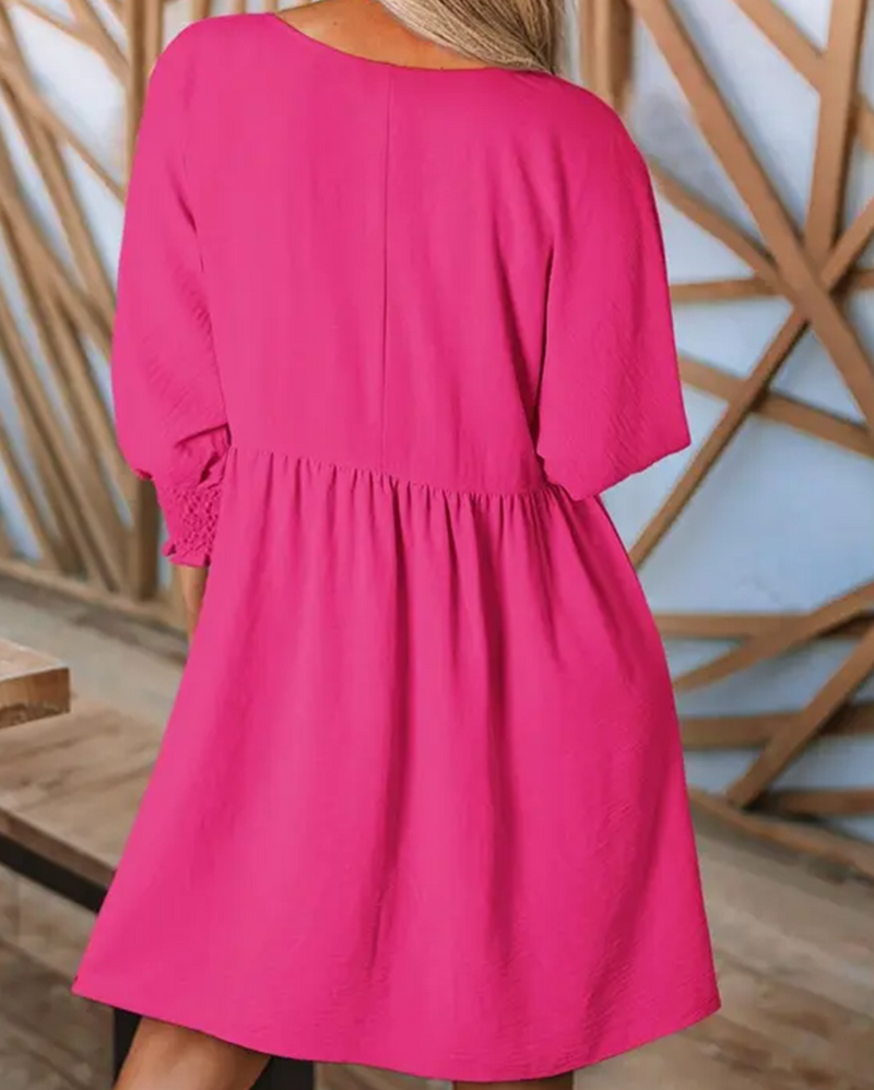 Klänning Dam Enfärgad Midjeknäppning