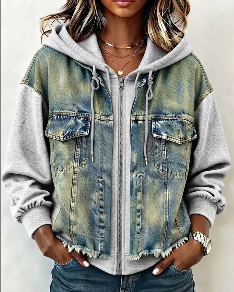 Kappa Denim Lapparbete Med Huva Sweatshirt