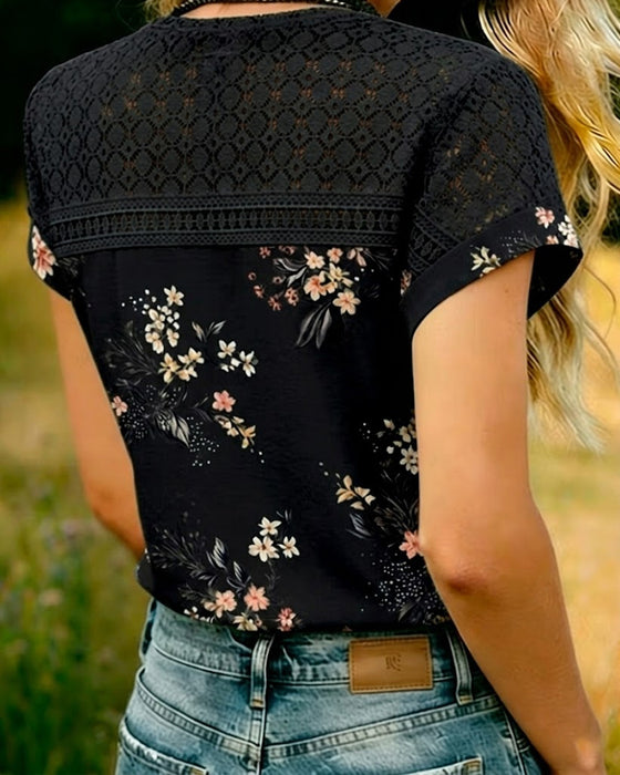T-Shirt Utskärning Lappverk Kort Ärm