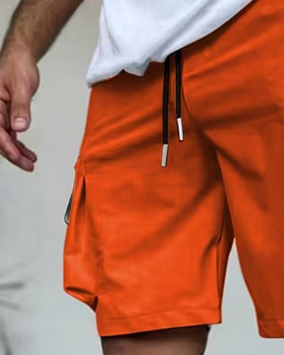 Herr Byxa Enfärgad Loose Fit Kort Cargo