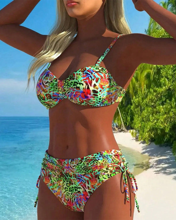 Ögonfallande Delad Badkläder med Leopardmönster