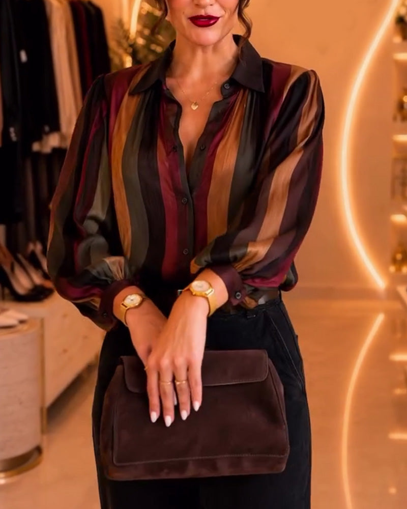 Blus Retro Rand Puffärm