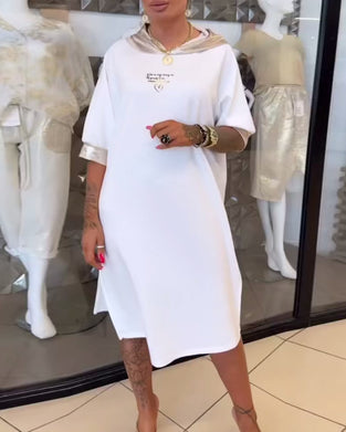 Klänning Huvtröja Enfärgad Lös Slits