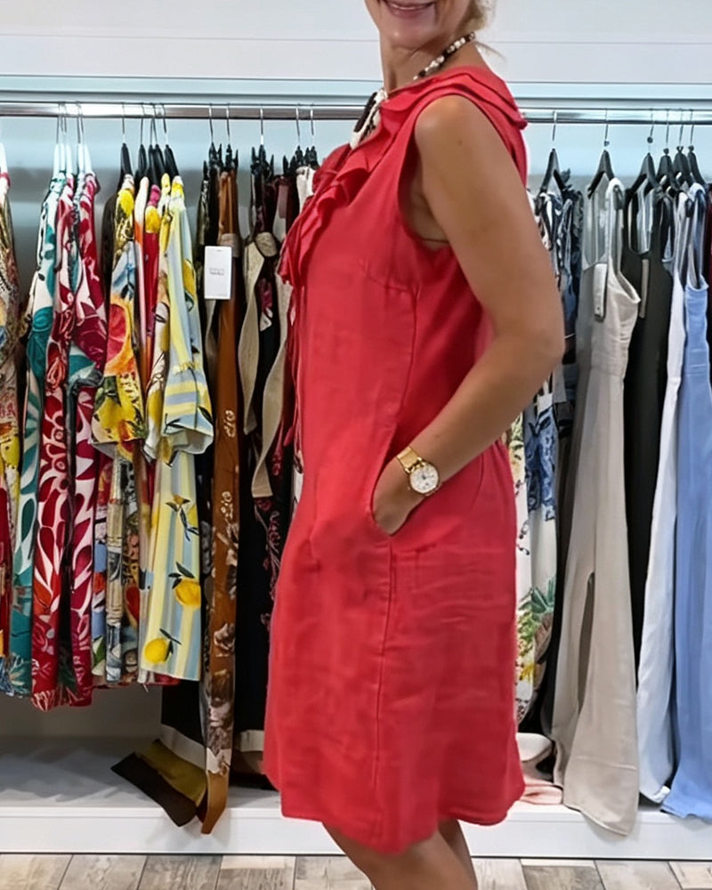 Klädning Ruffle Ärmlös Casual