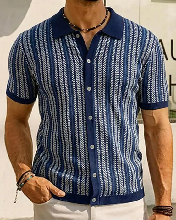 T-Shirt Slag Herr Kort Ärm Knapp