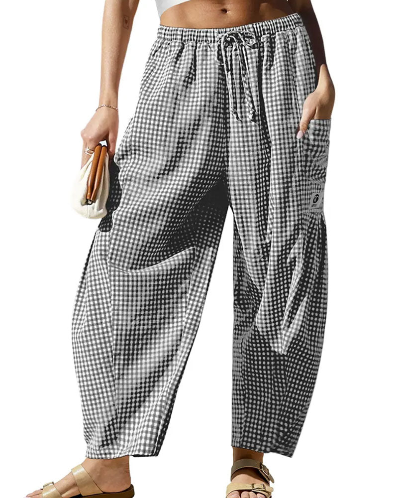 Byxor Casual Rutigt Mönster Cropped