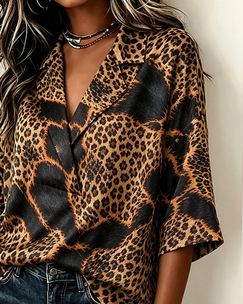 Blus Slag Kors Leopard