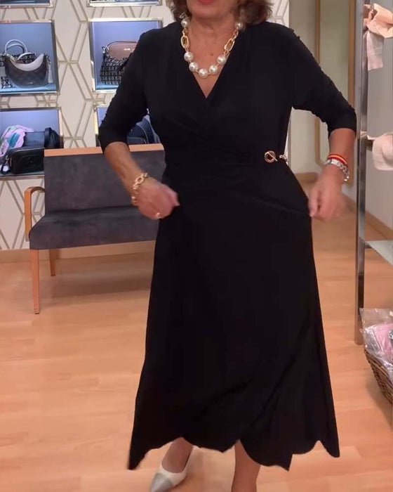 V-ringning Smalpassad Midjeslit Klänning