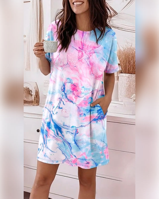 Klänningar Tie-Dye Vätska Tryck Lös