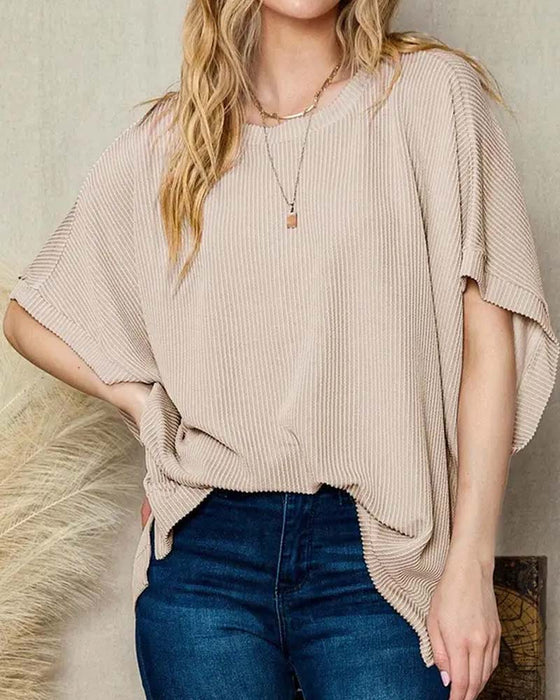 T-Shirt Lös Passform Rund Hals Casual