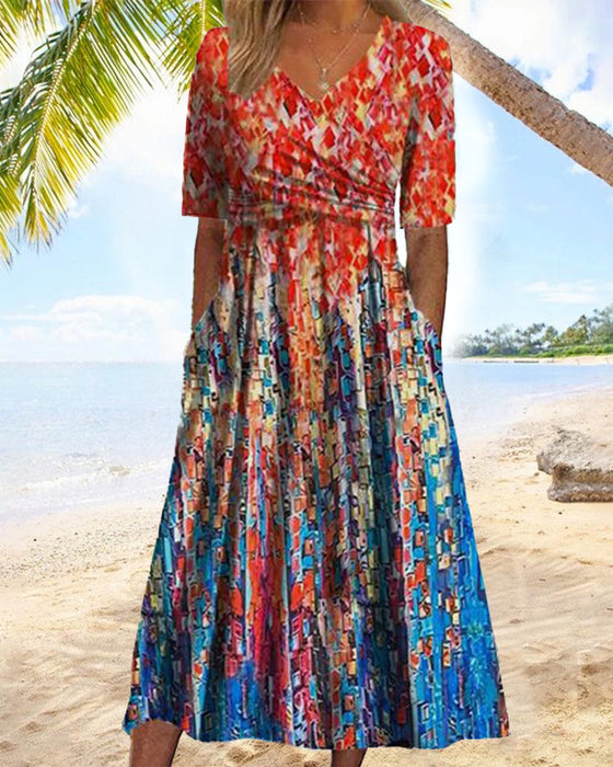 Resortklänning med V-ringad ficka