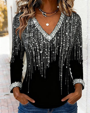 Trendig Lös Topp Med V-Ringning