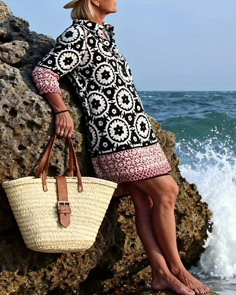 Klänning Etnisk Stil Trekvart Ärm