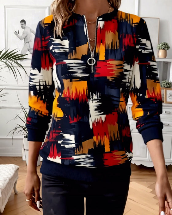 Tröja med dragkedja och tryck