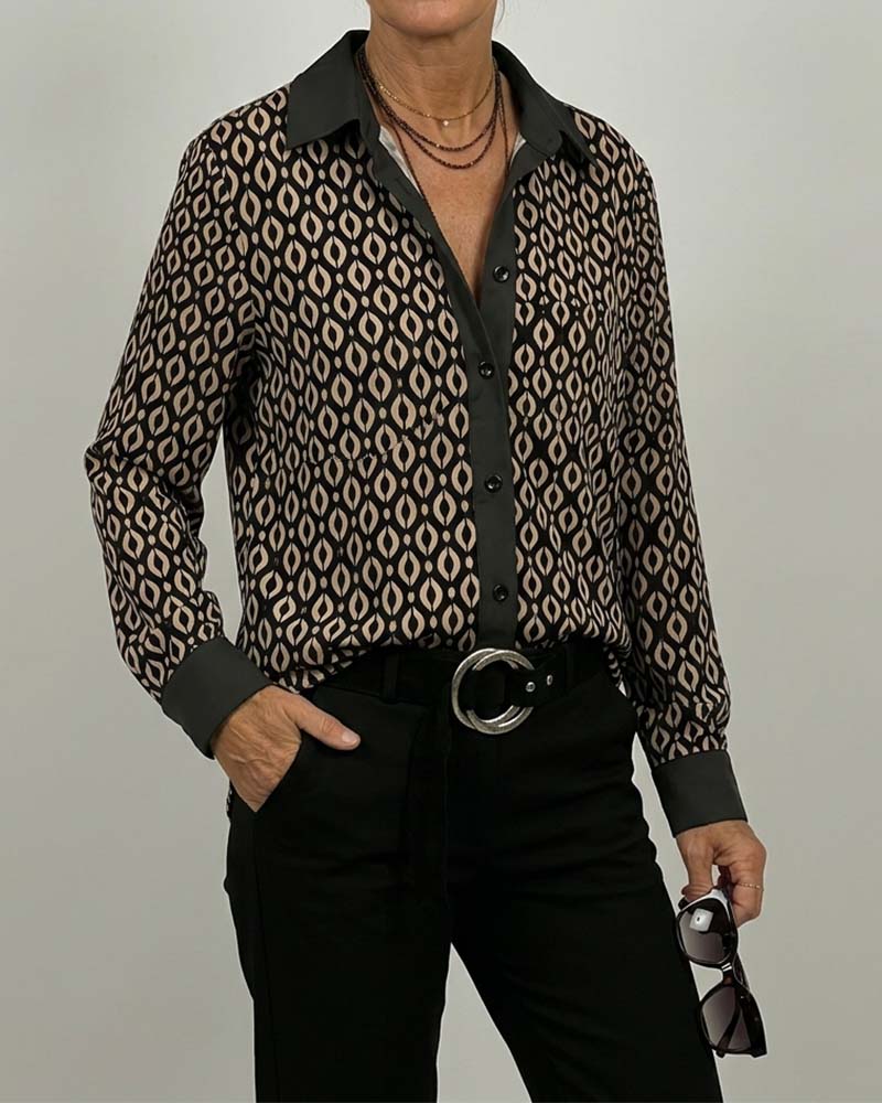 Skjorta Geometrisk Färgblockerad Lappverk