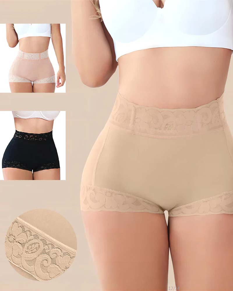 Kvinnors Shorts Spets Hög Midja Shapewear