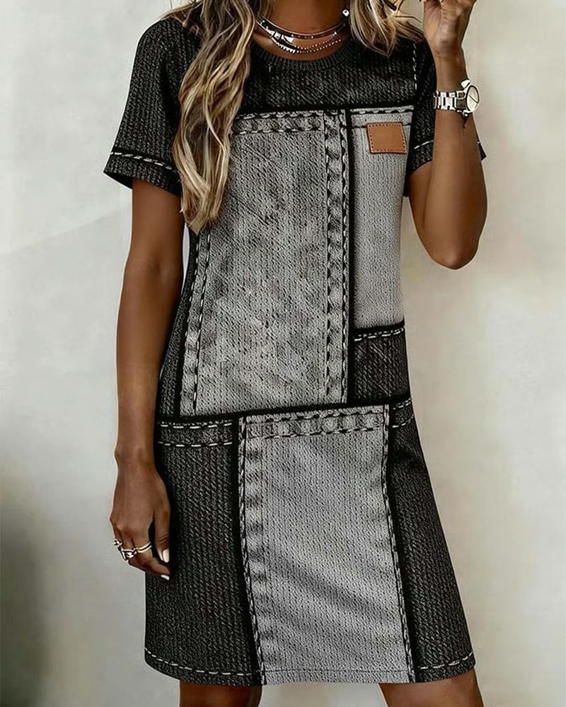 Klänning Retro Kortärmad Rak