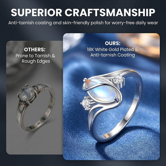 Oval månsten geometrisk ring