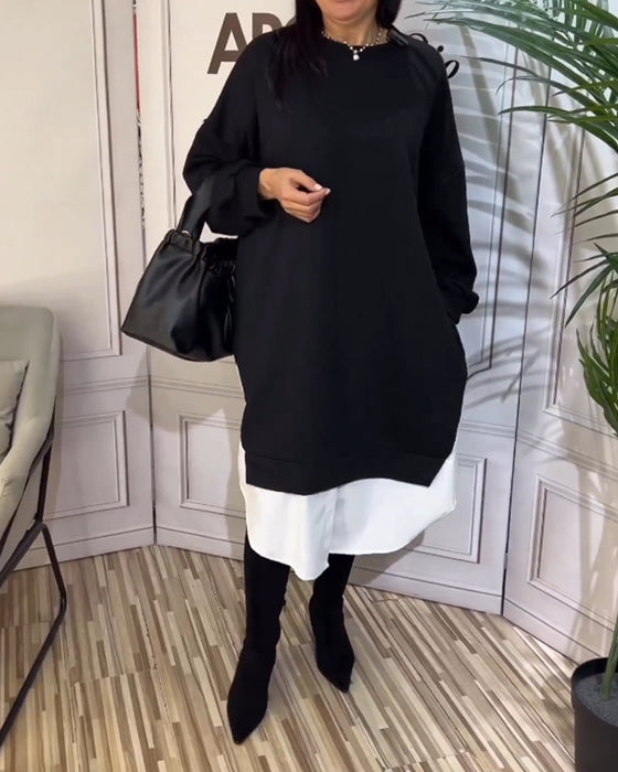 Runda nacke lapptäckklänning