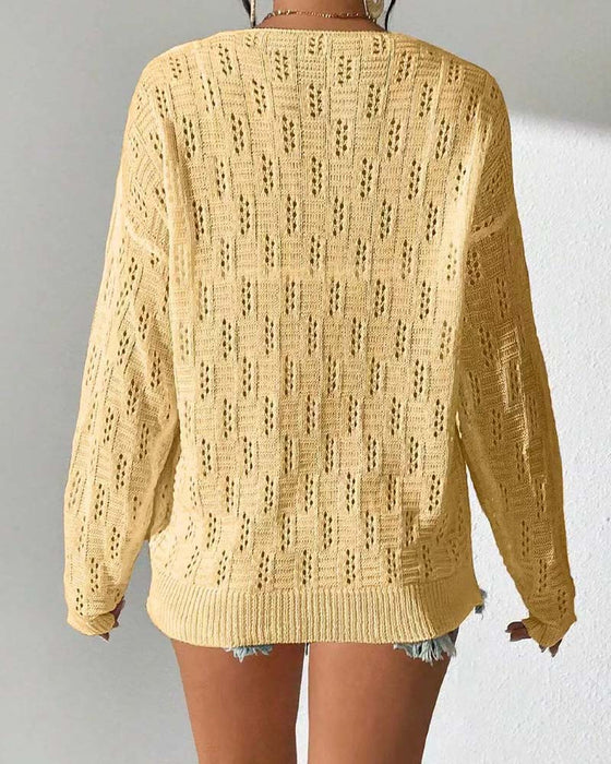 Pullover Hålmönster Dropad Axel
