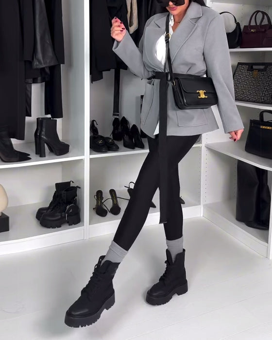 Enfärgade Leggings Med Ankelband