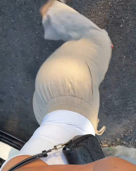 Byxor Dragsko Elastisk Midja Casual Lång